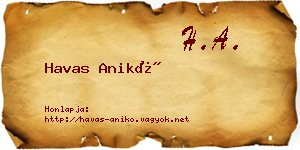 Havas Anikó névjegykártya